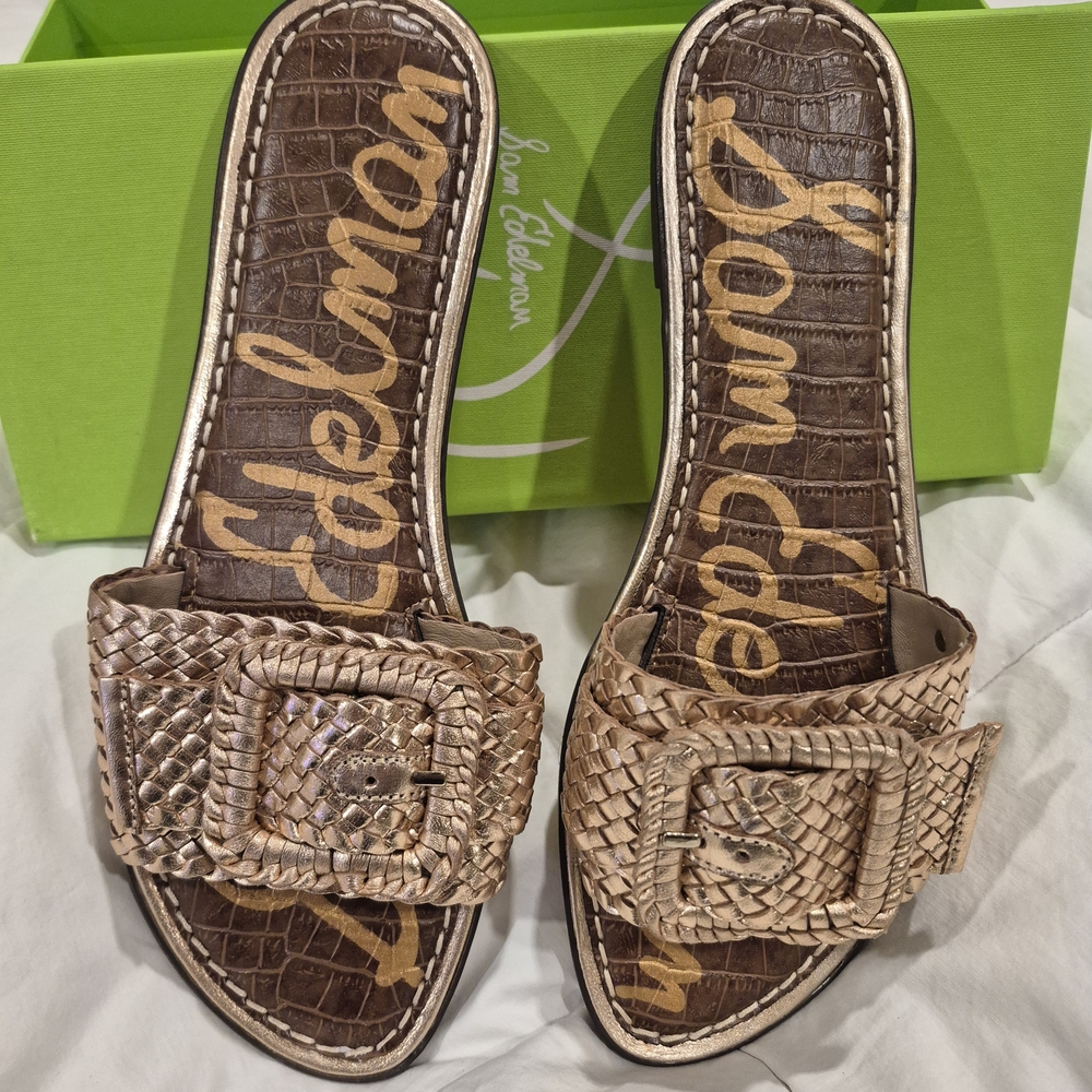 Sam Edelman Golden Woven Buckle Sandals